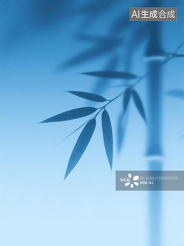 【AI数字艺术】清新雅致竹叶剪影图片素材