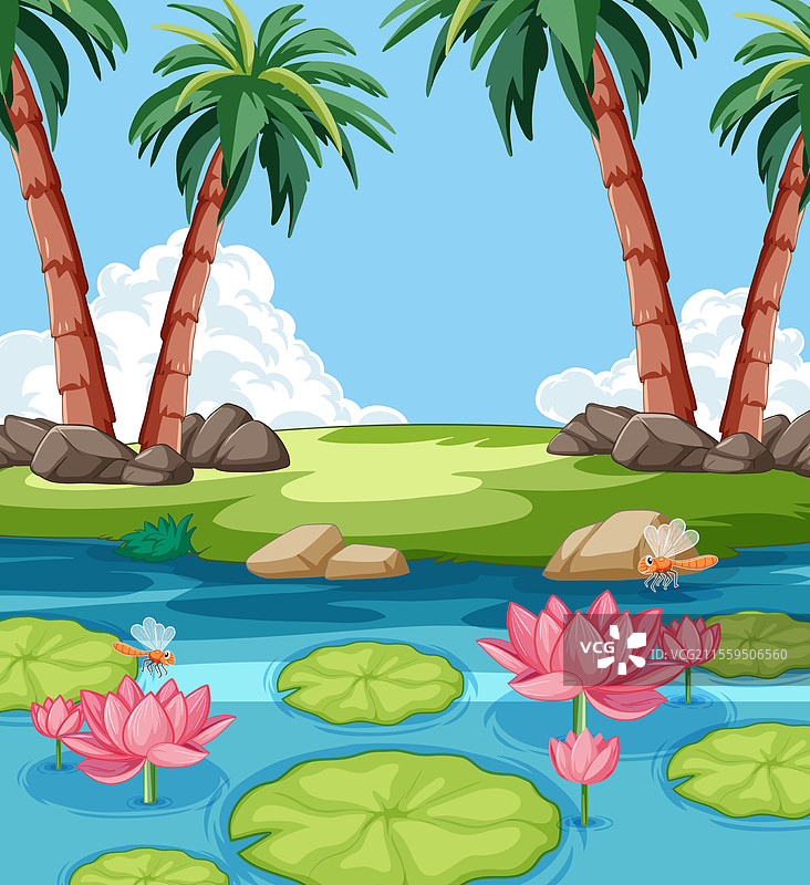 宁静的热带河流景色图片素材