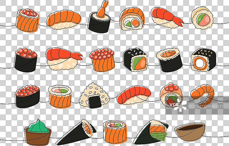 海鲜寿司卷，日本传统美食之一图片素材