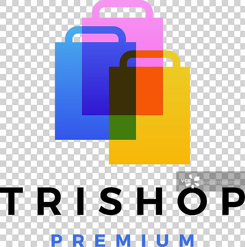 三个购物袋三重图表商店标志图片素材