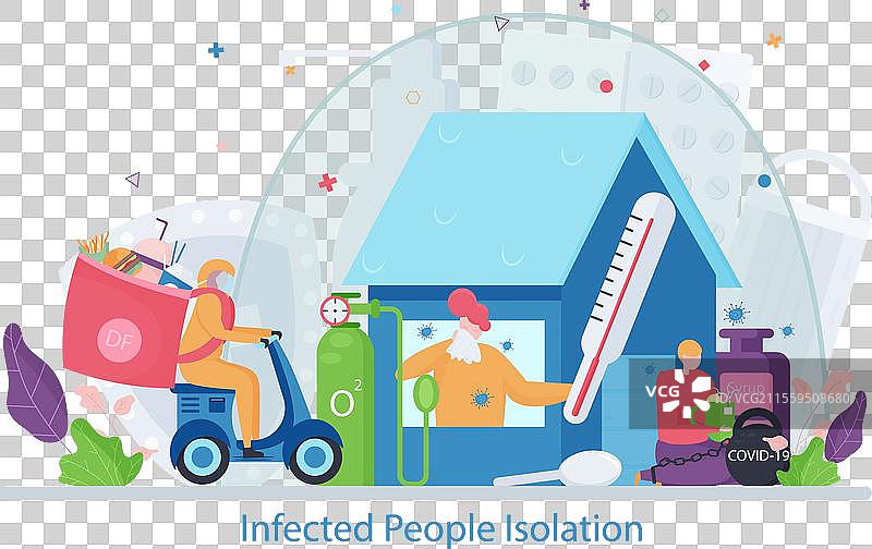 感染者隔离概念现代扁平设计图片素材
