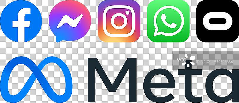 Meta的标志和其产品Facebook的新图标图片素材