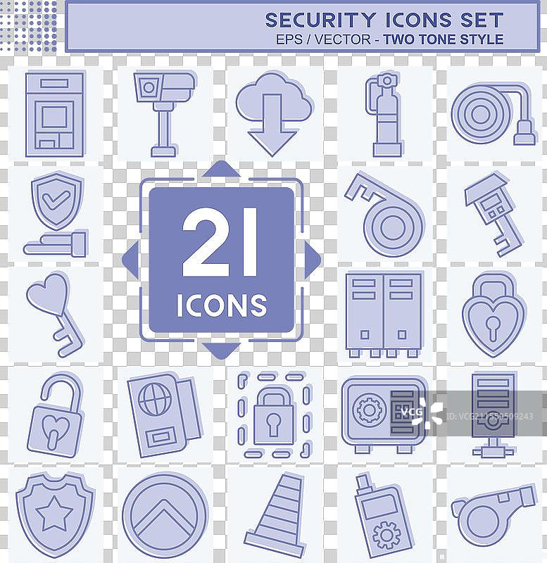 与技术相关的安全图标集图片素材