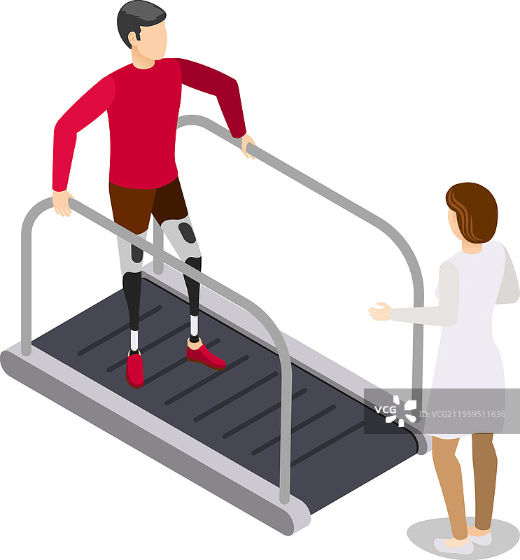 医生协助一位使用假肢的病人图片素材