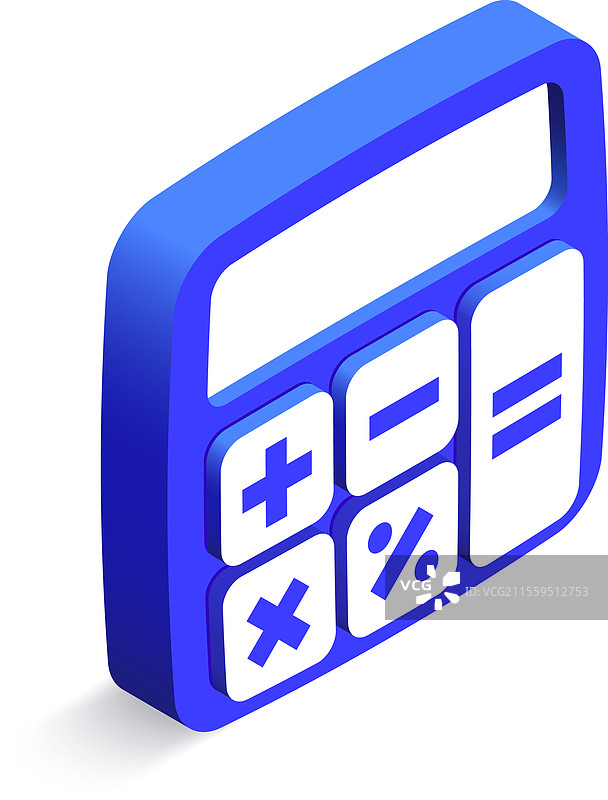 蓝色计算器，带有白色按钮图片素材