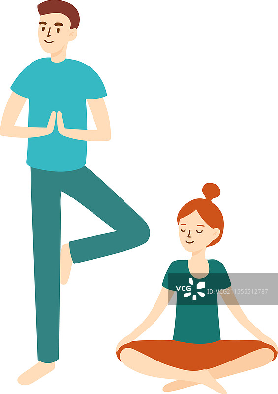 一对情侣一起进行瑜伽练习图片素材