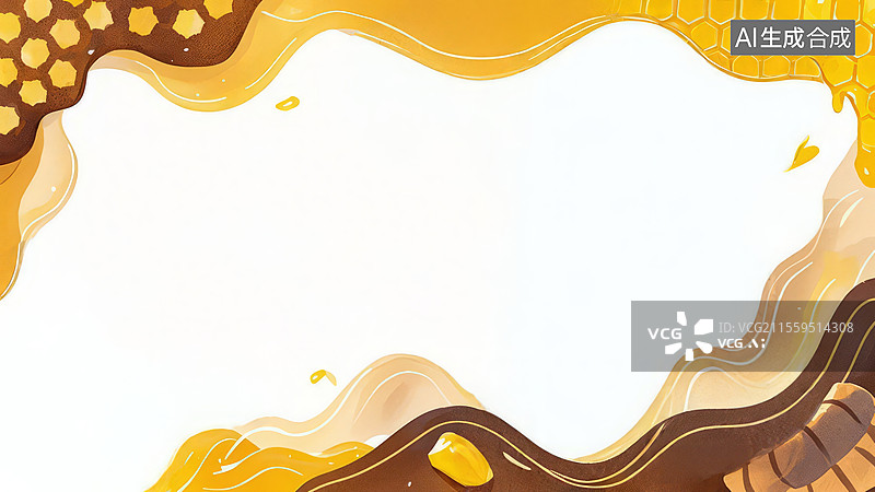 【AI数字艺术】2D卡通环绕-蜂蜜沙漏 蜂蜜金流动花瓣厚涂叠色手绘自然装饰壁纸图片素材