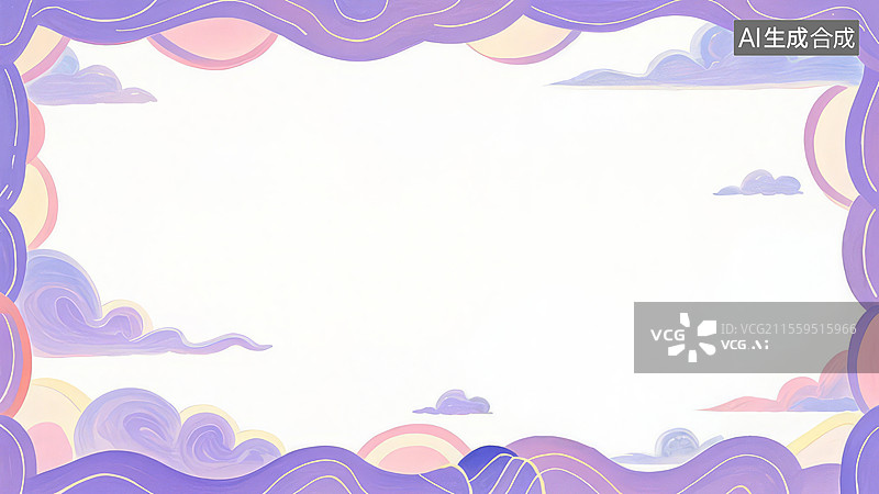 【AI数字艺术】2D卡通环绕-气球鲸游记 浅薰衣草气球狐狸鲸鱼厚涂手绘童话壁纸图片素材