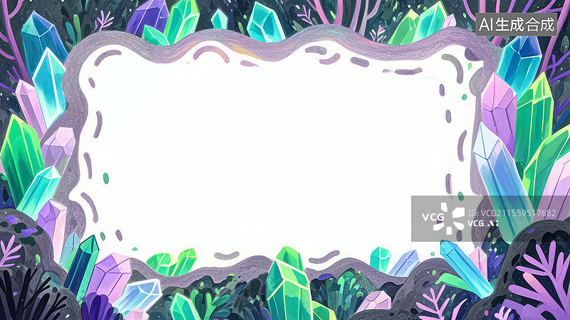 【AI数字艺术】2D卡通环绕·-石矿车 萤石紫晶簇鼹鼠刻划手绘地下探险装饰壁纸图片素材