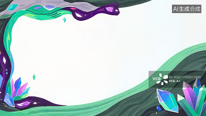 【AI数字艺术】2D卡通两侧-石矿车 萤石紫晶簇鼹鼠刻划手绘地下探险装饰壁纸图片素材