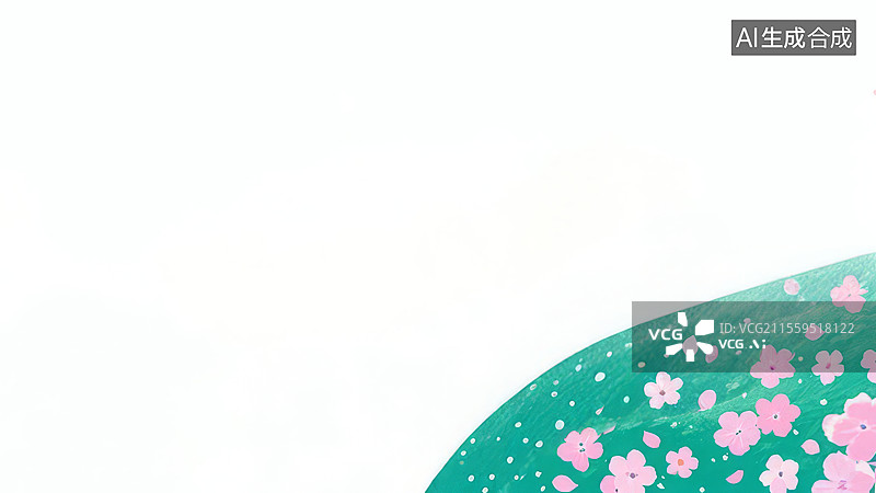 【AI数字艺术】2D卡通右下-樱吹雪舞 粉雾紫樱花垂耳兔蜡笔手绘柔光艺术装饰画壁纸图片素材