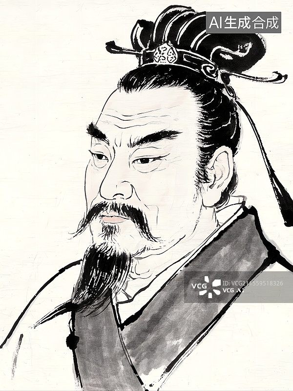 【AI数字艺术】汉代水墨风格士大夫形象画像图片素材