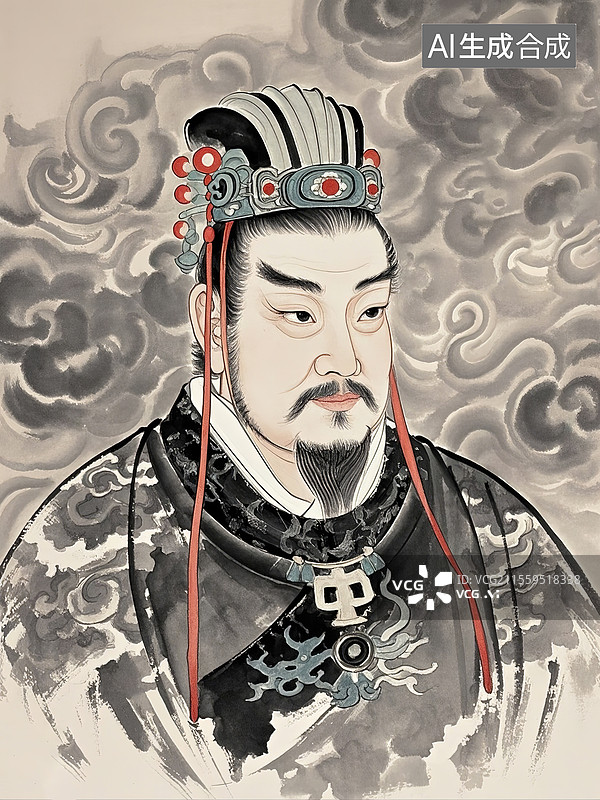 【AI数字艺术】汉代水墨风格士大夫形象画像图片素材