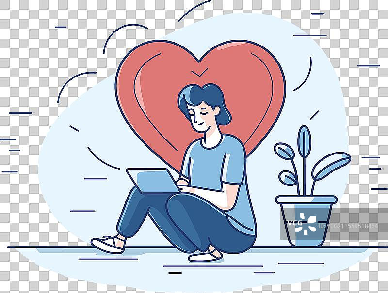 年轻女性舒适地坐着使用笔记本电脑图片素材