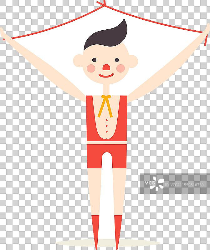 年轻的卡通男体操运动员庆祝胜利图片素材