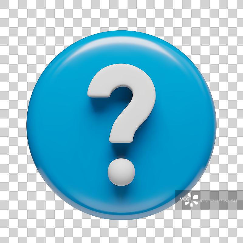 蓝色光泽圆圈中的白色问号符号图片素材