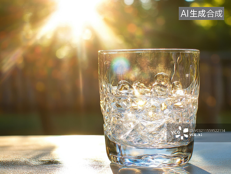 【AI数字艺术】阳光下的透明水杯图片素材