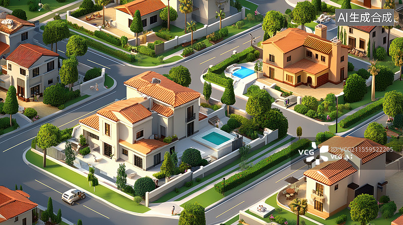 【AI数字艺术】城市建筑模型图片素材