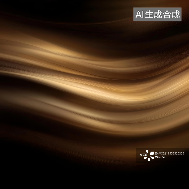 【AI数字艺术】流动的金色波纹图片素材