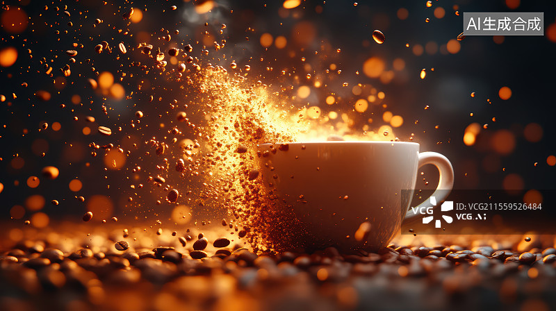 【AI数字艺术】咖啡咖啡豆图片素材