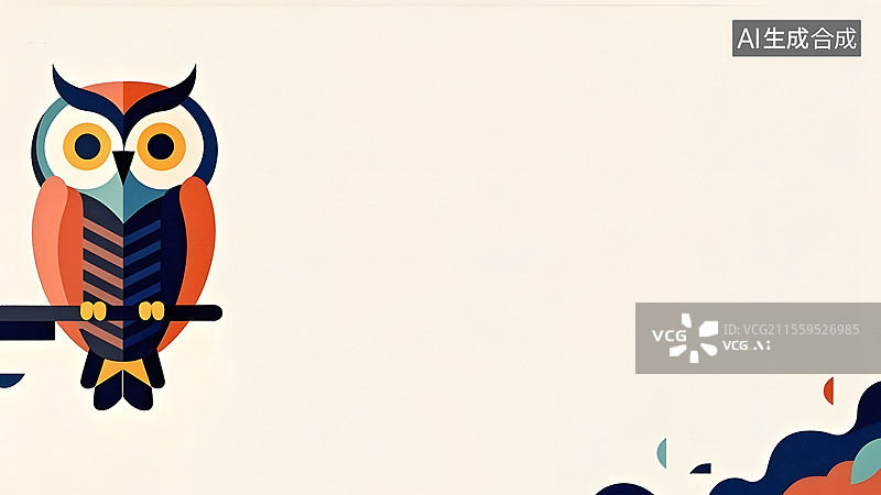 【AI数字艺术】2D卡通猫头鹰趣味绘本插画居左图片素材