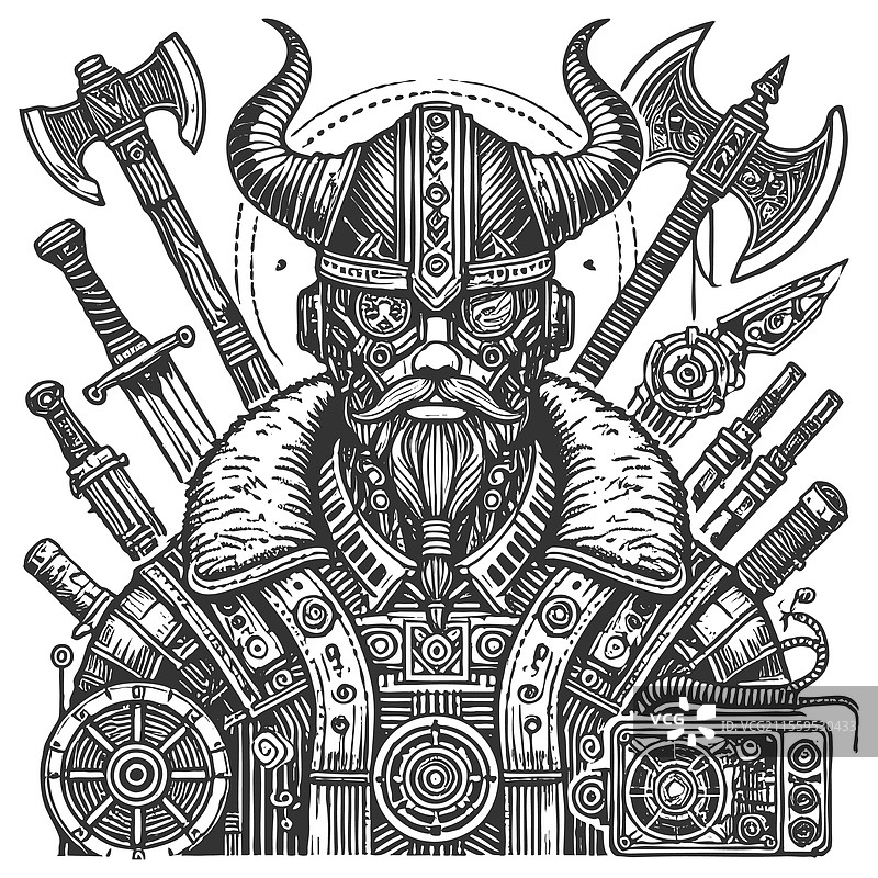 维京战士雕刻图片素材