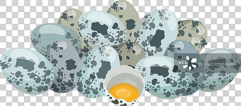 鹌鹑蛋巢中有一个破碎的蛋图片素材