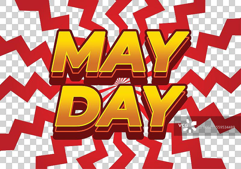 五一劳动节的3D风格文字效果，色彩丰富。图片素材