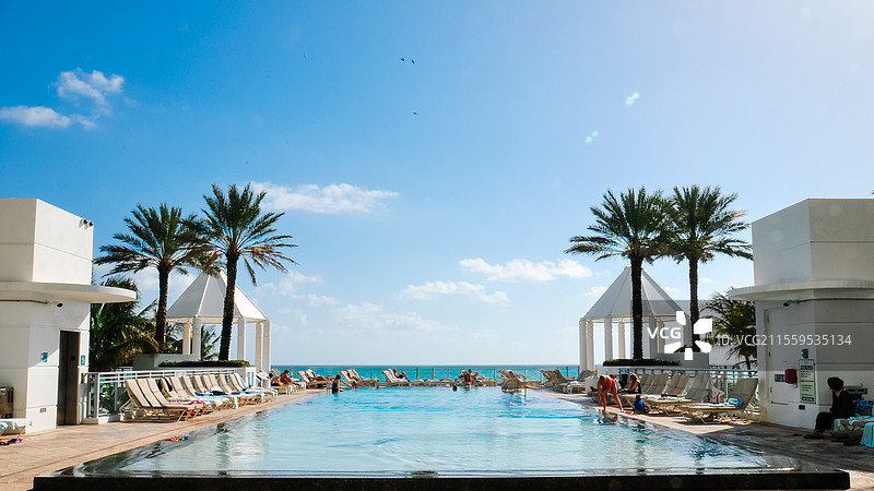 美国佛罗里达州好莱坞五星酒店滨海风景图片素材