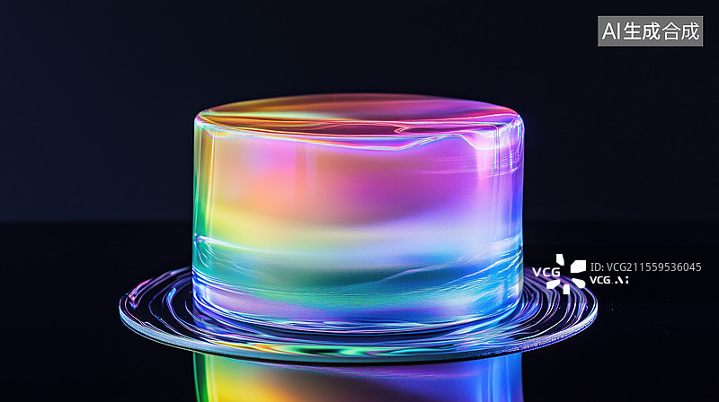 【AI数字艺术】黑底彩色珠光金属箔软糖蛋糕3D立体插画图片素材