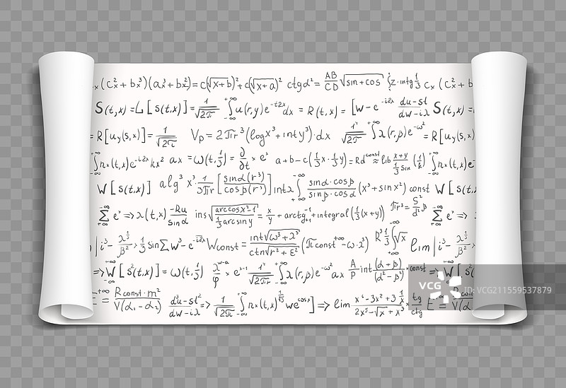 带有数学公式的纸卷图片素材