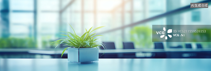 【AI数字艺术】办公室绿植与窗景图片素材