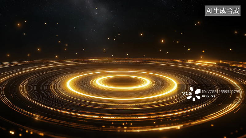 【AI数字艺术】金色粒子组成的圆形抽象背景图片素材