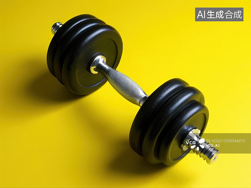 【AI数字艺术】活力配重：黄底哑铃图图片素材