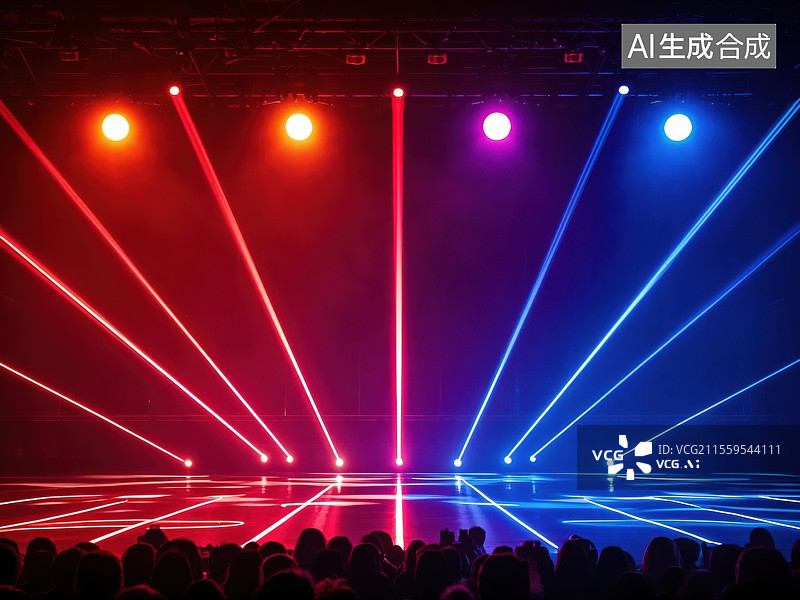 【AI数字艺术】炫彩霓虹舞台空间图片素材