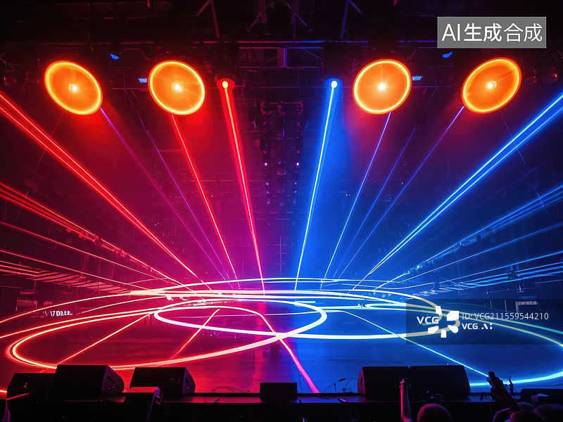 【AI数字艺术】炫彩霓虹舞台空间图片素材