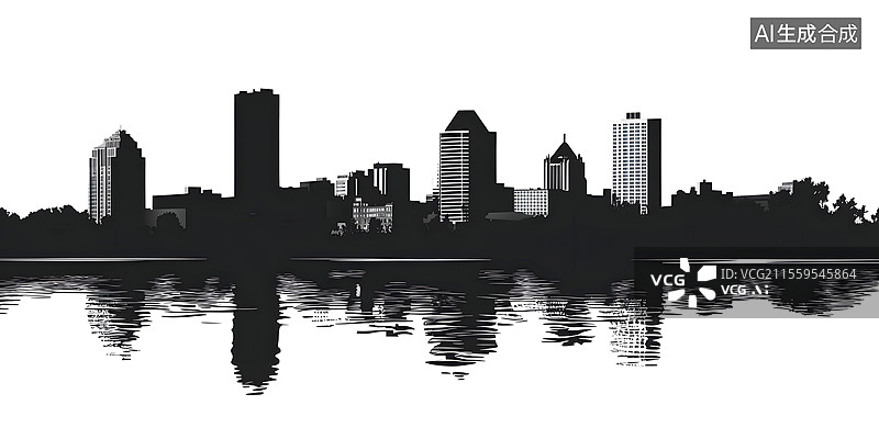 【AI数字艺术】AIGC：城市风光剪影，摩天大楼，都市风格图片素材