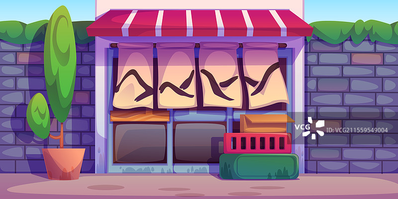 带有传统帘子的中国街道店面图片素材