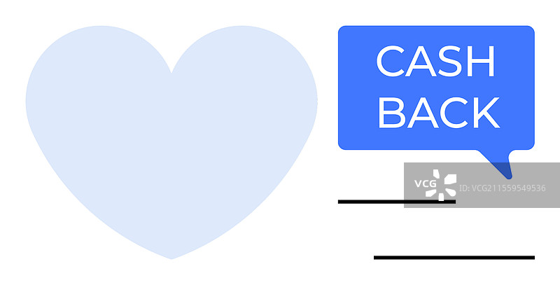 蓝色心形和现金返还的对话气泡暗示着图片素材
