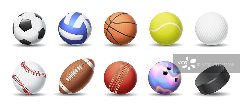 各种运动游戏的真实球类套装图片素材