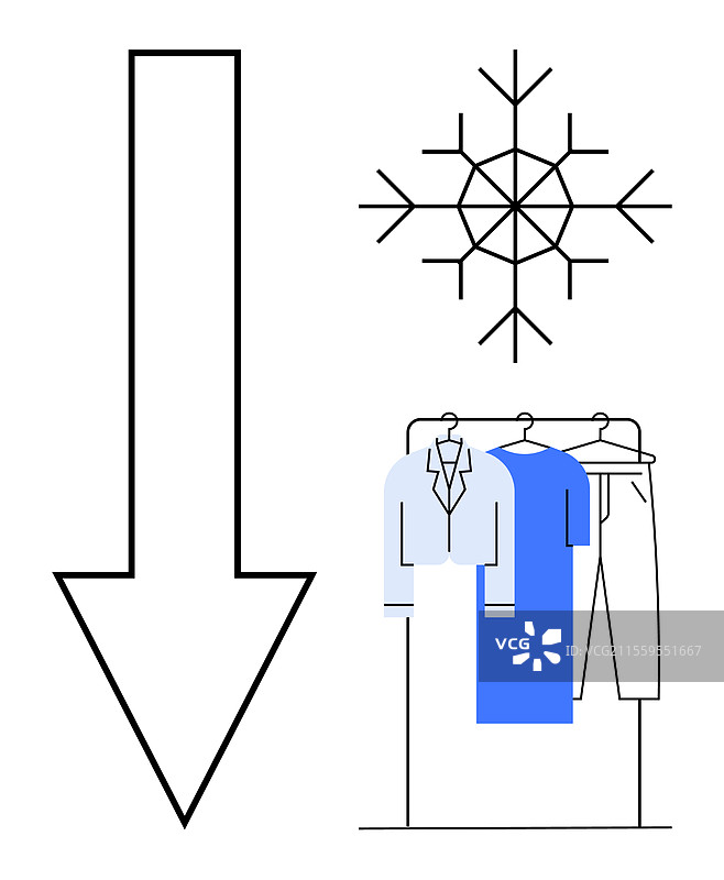 冬季衣橱整理与向下箭头图片素材