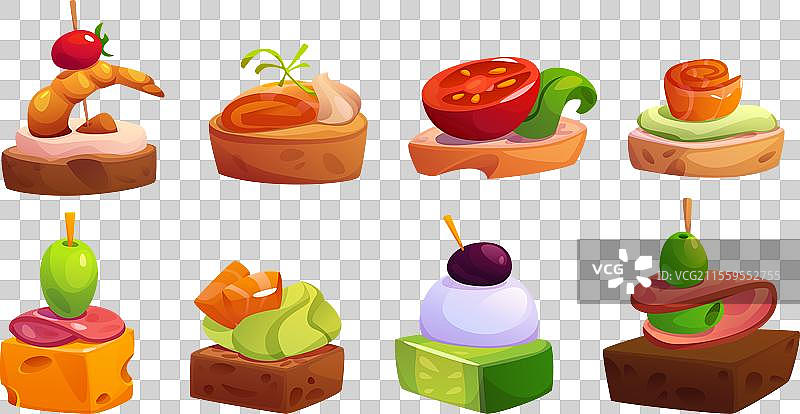 开胃菜 小吃 自助餐点 心形小点心图片素材