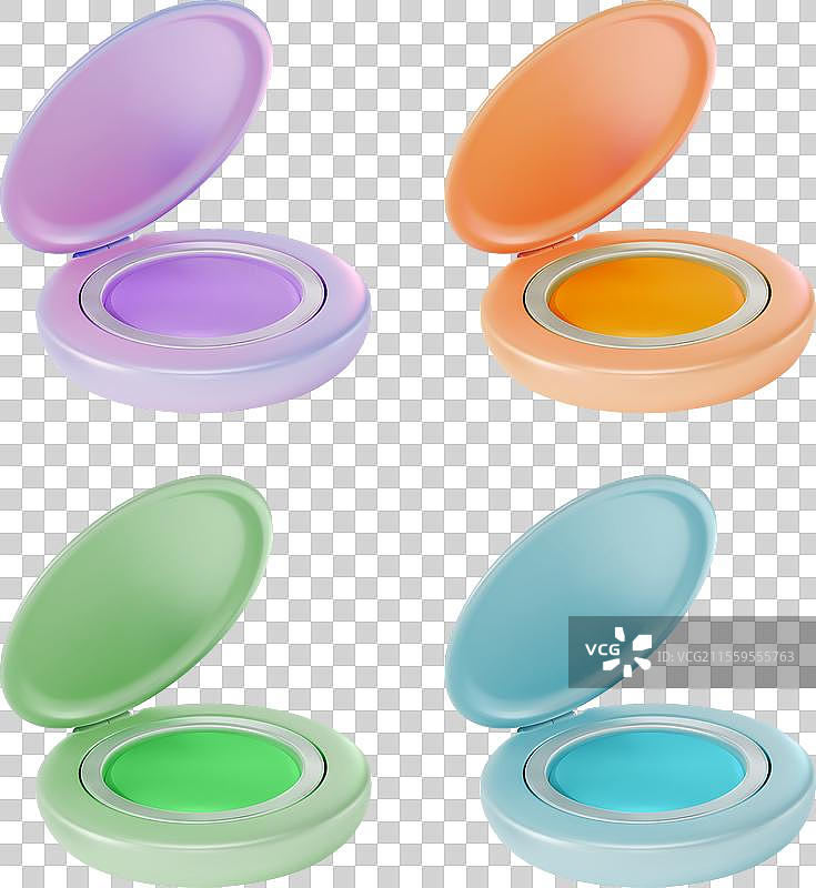 3D化妆品概念，不同颜色的化妆产品图片素材