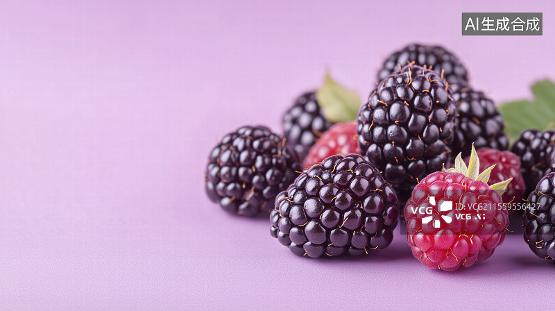 【AI数字艺术】粉红色背景上的浆果特写镜头图片素材