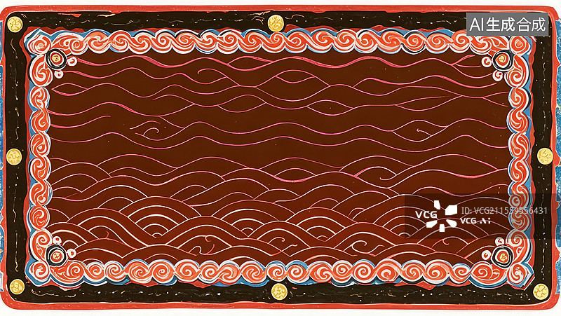 【AI数字艺术】2D卡通环绕-漆器云雷-中国非遗传统文化国潮祥云古典纹样背景壁纸边框装饰设计艺术东方元素图片素材