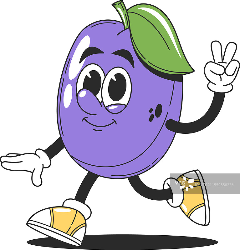 可爱的紫色梅子水果角色图片素材