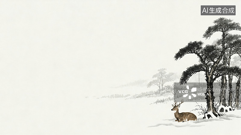 【AI数字艺术】水墨画-居右图片素材