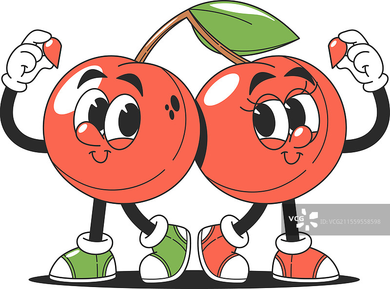 樱桃情侣涂鸦水果角色图片素材