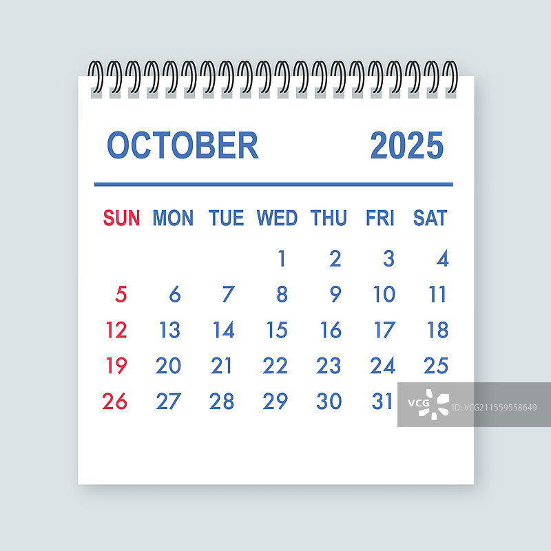 2025年10月的撕页日历，显示日期图片素材