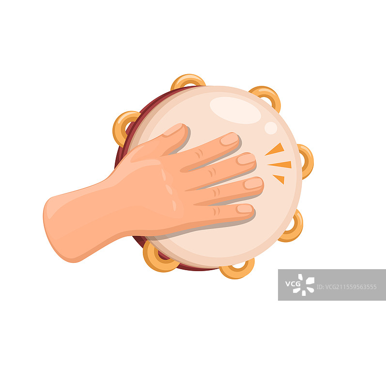 手握铃鼓的卡通音乐乐器图片素材